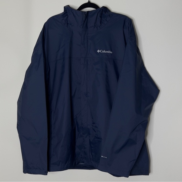 COLUMBIA Size 3X Lightweight Men’s Navy Blue Zip Up Hooded Jacket